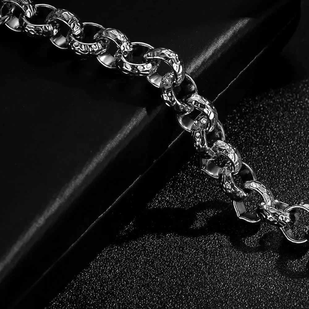 12mm Silver Filled Diamond Cut Pattern Belcher Bracelet Albert Clasp 8 Inch