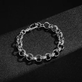 12mm Silver Filled Diamond Cut Pattern Belcher Bracelet Albert Clasp 8 Inch