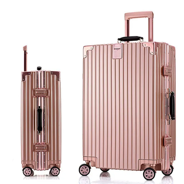 20''24''26''29Women Travel Luggage Aluminum&Pc Suitcase Boarding Case Rolling Luggage Case