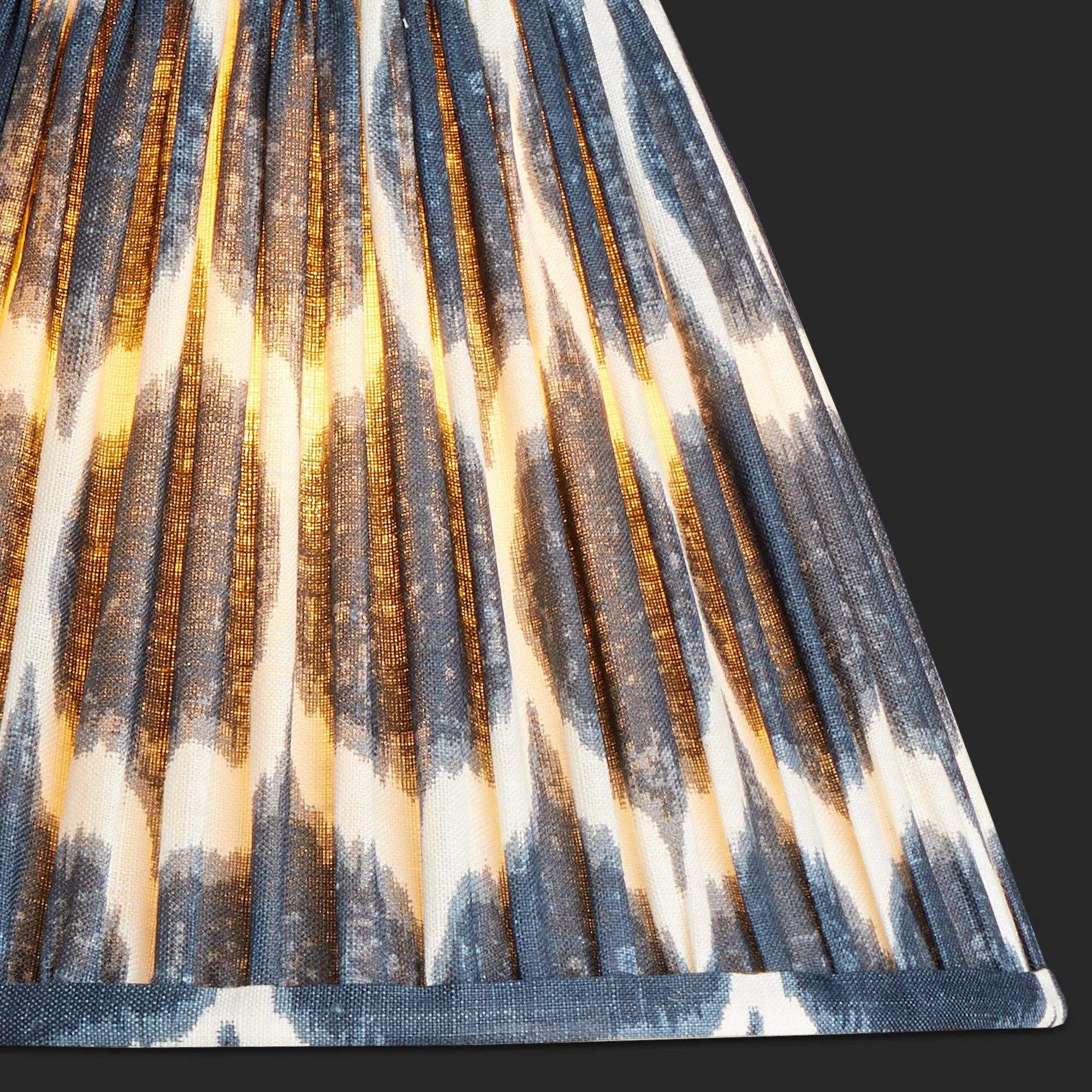 25cm empire printed linen ikat shade in navy Yoda