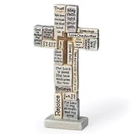 4.5" Small Crossword Standing Cross Figurine