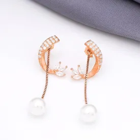 925 Rosegold Silver Pearl Hanging Earring