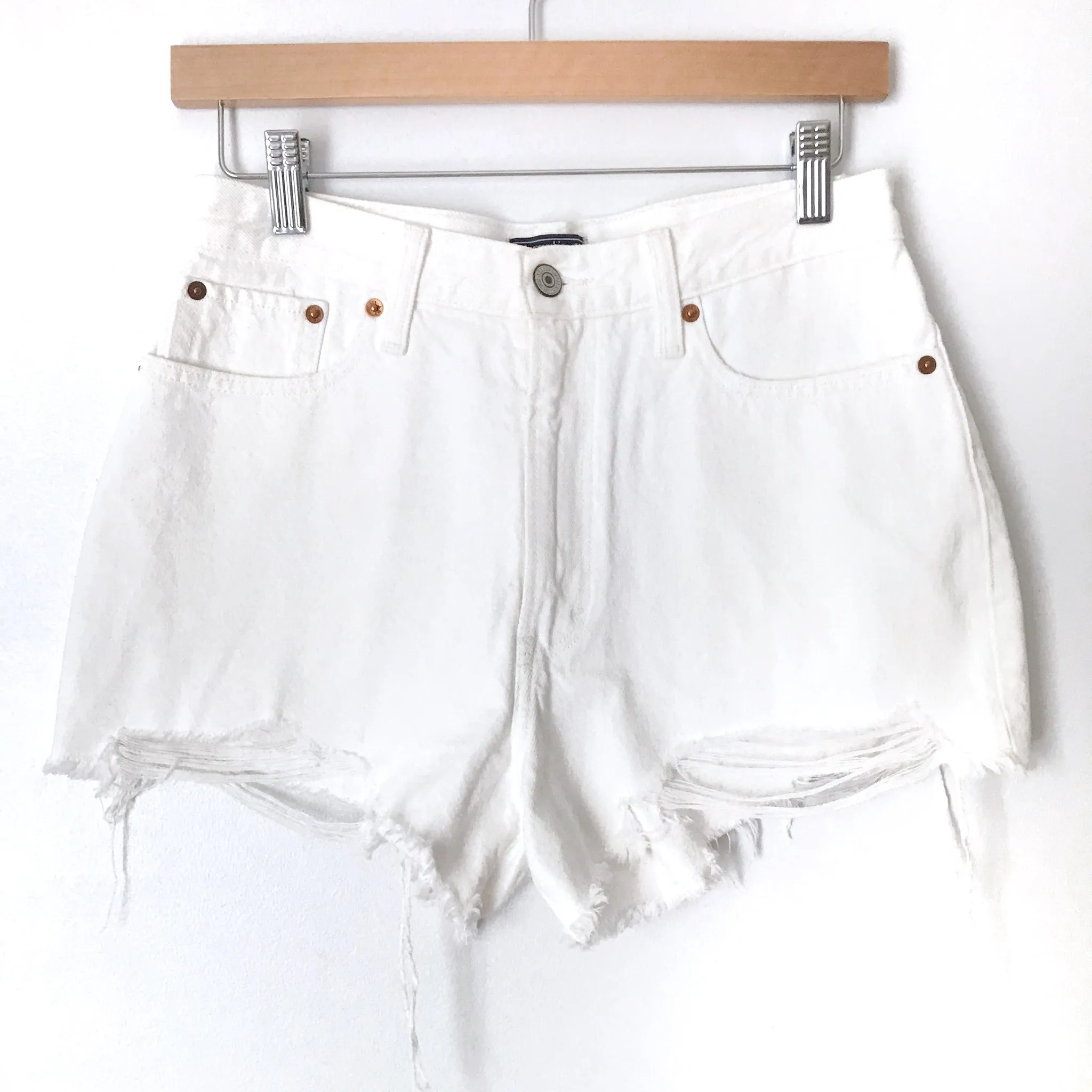 Abercrombie & Fitch White Cut Off Shorts- Size 26/2