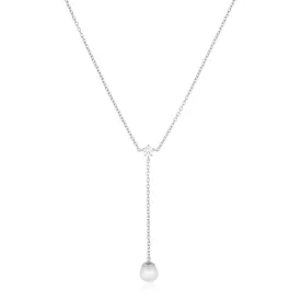 Adria Lungo Silver Necklace w. White Zirconia & Pearl