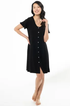 Aisha Bamboo Sleep Dress - Black