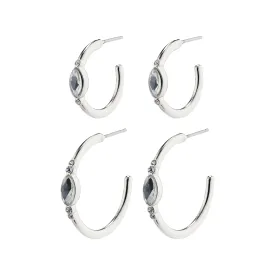 ALEXANDRA crystal hoop earrings 2-in-1 set silver-plated