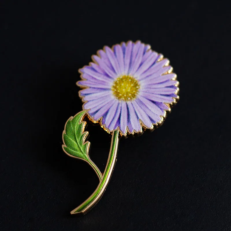 Aster v2 Floral Enamel Pin | September Birth Month Flower