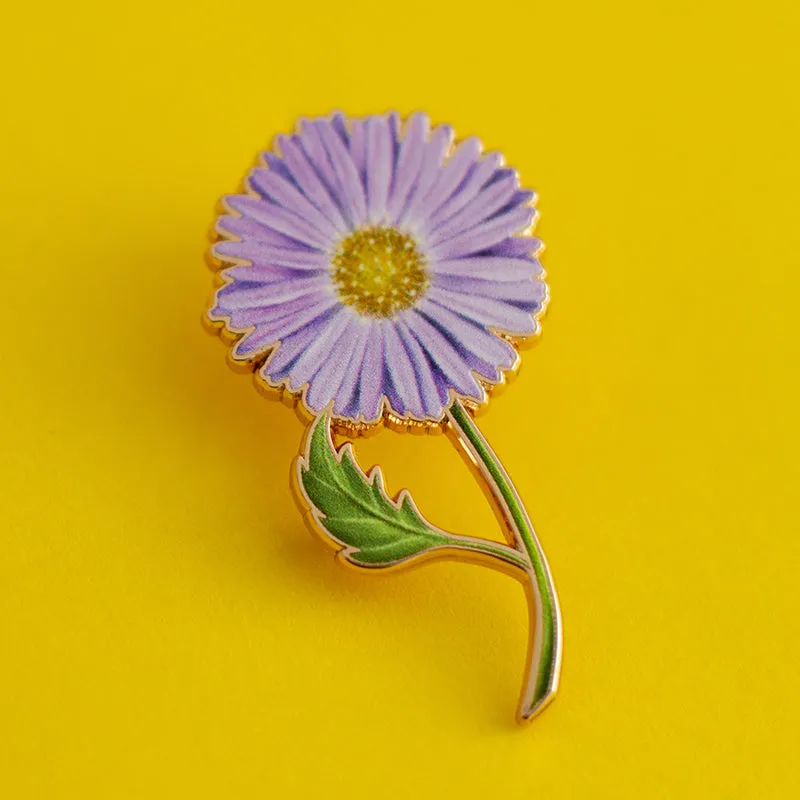 Aster v2 Floral Enamel Pin | September Birth Month Flower