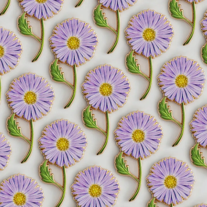 Aster v2 Floral Enamel Pin | September Birth Month Flower