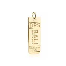 Bali Indonesia DPS Luggage Tag Charm Gold