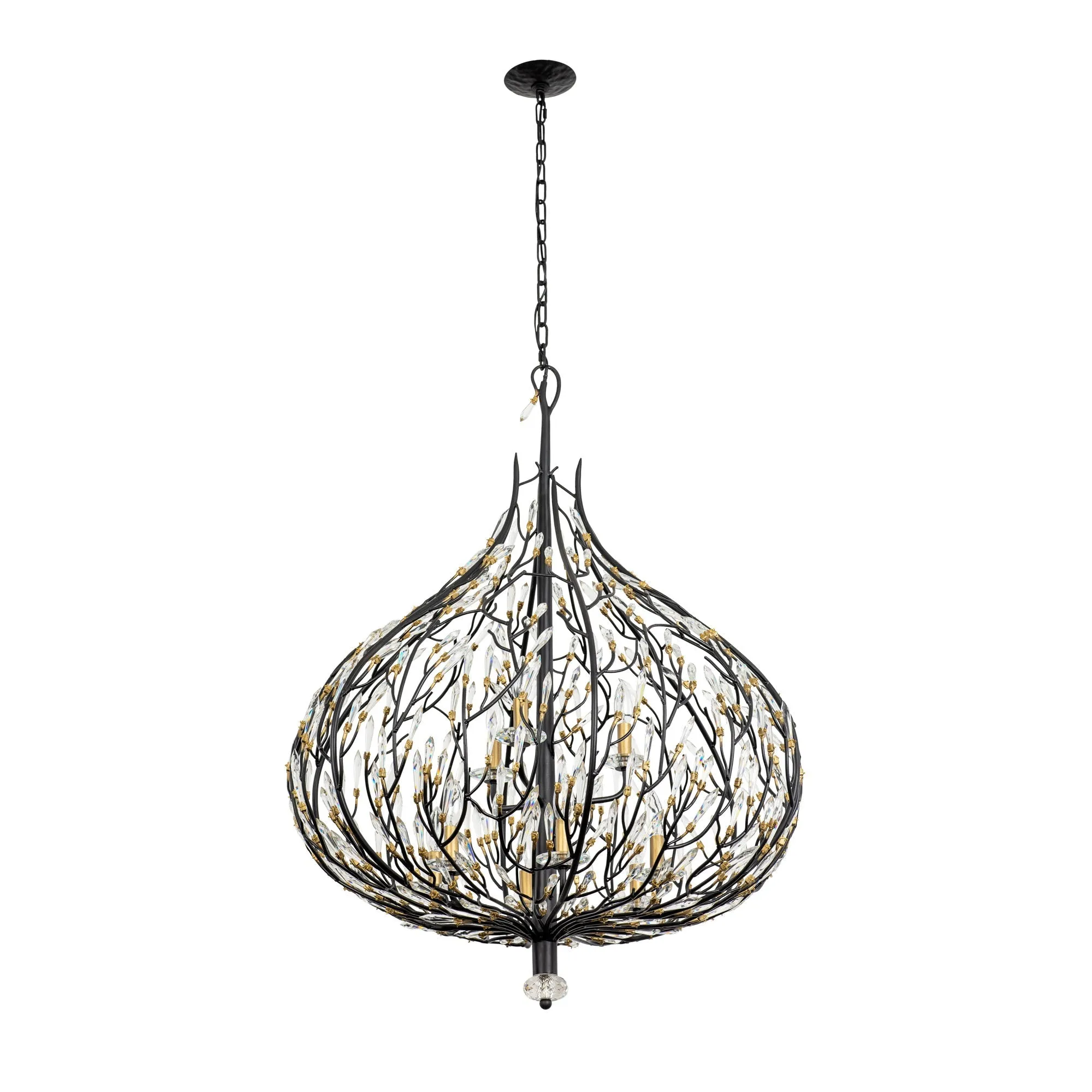 Bask 271P09MBFG 9-Light Crystal Pendant Light - Matte Black/French Gold