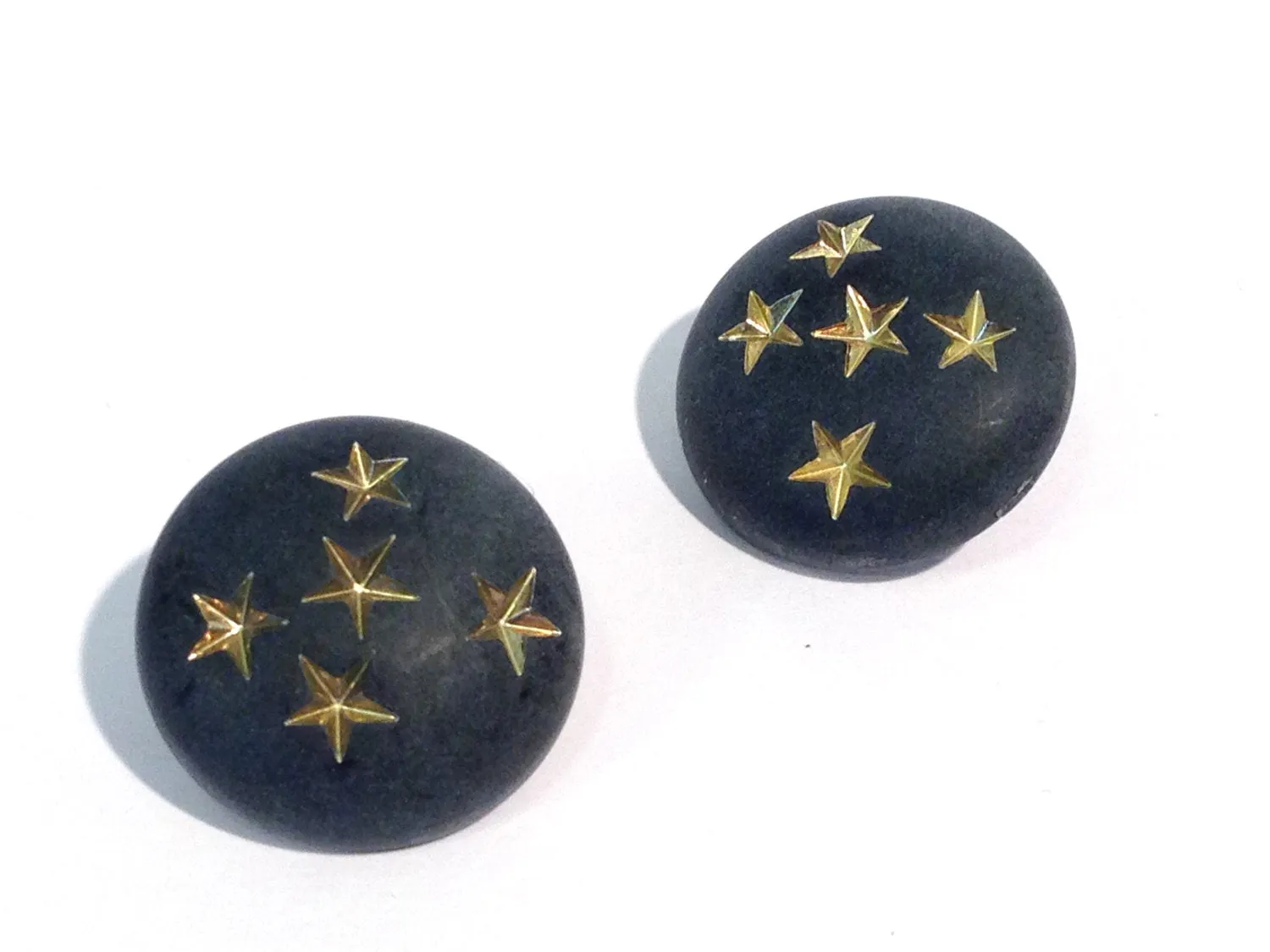 Black & Gold Stars Retro Button Stud Earrings