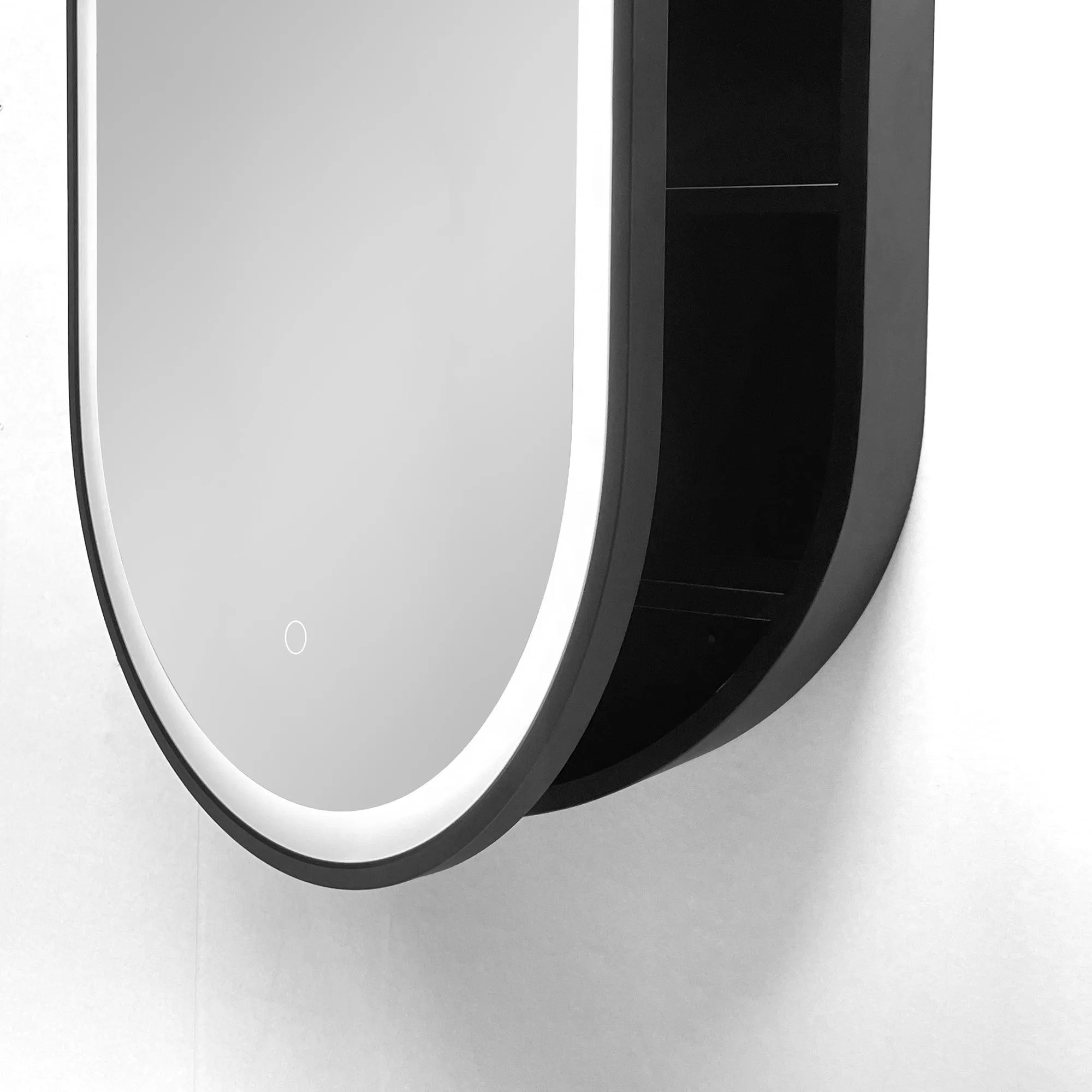 Black Oval Mirror Cabinet for Bathroom Bedroom