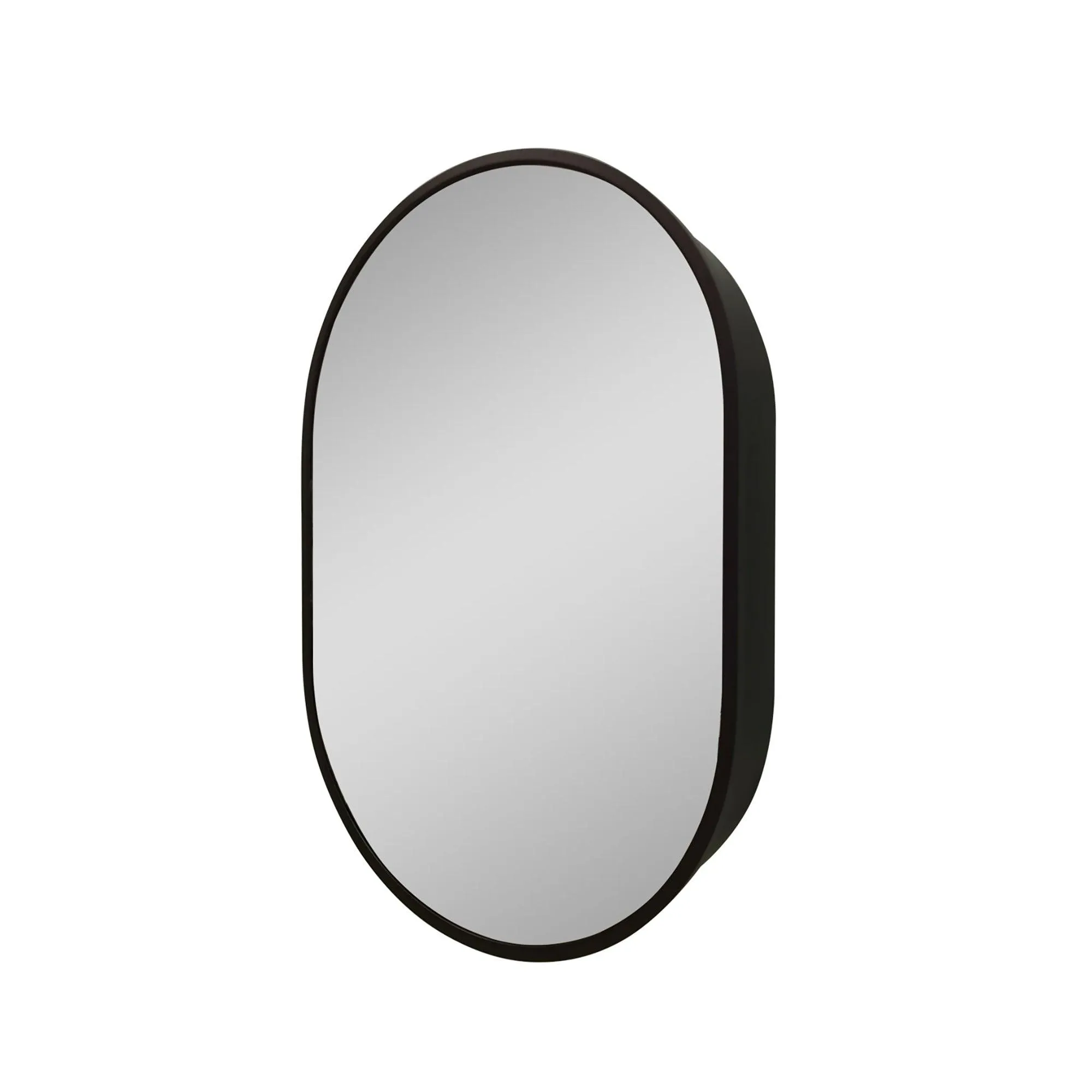 Black Oval Mirror Cabinet for Bathroom Bedroom