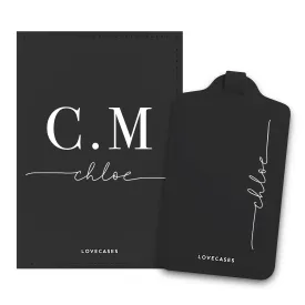 Black Personalised Initials Passport Cover   Luggage Tag Bundle