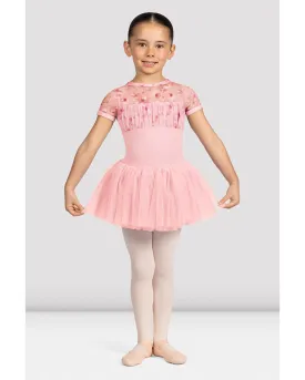 Bloch Elle High Neck Open Back Floral Printed Mesh Cap Sleeve Tutu Dress - CL4282 Girls