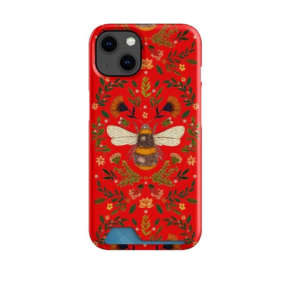 Botanical Bee Red By Jade Mosinski Case and Card Case