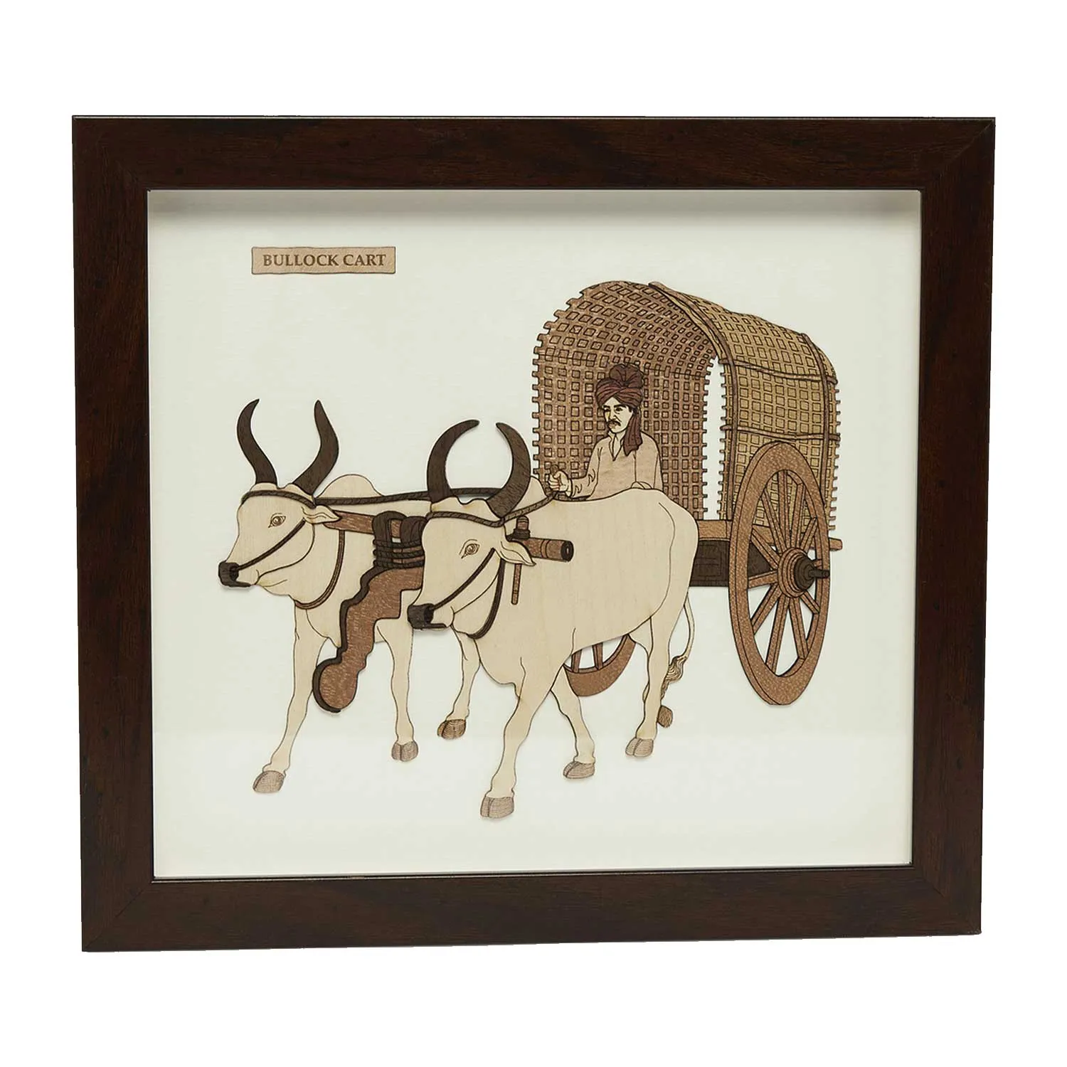 Bullock Cart Wood Art Frame 9 in x 10 in