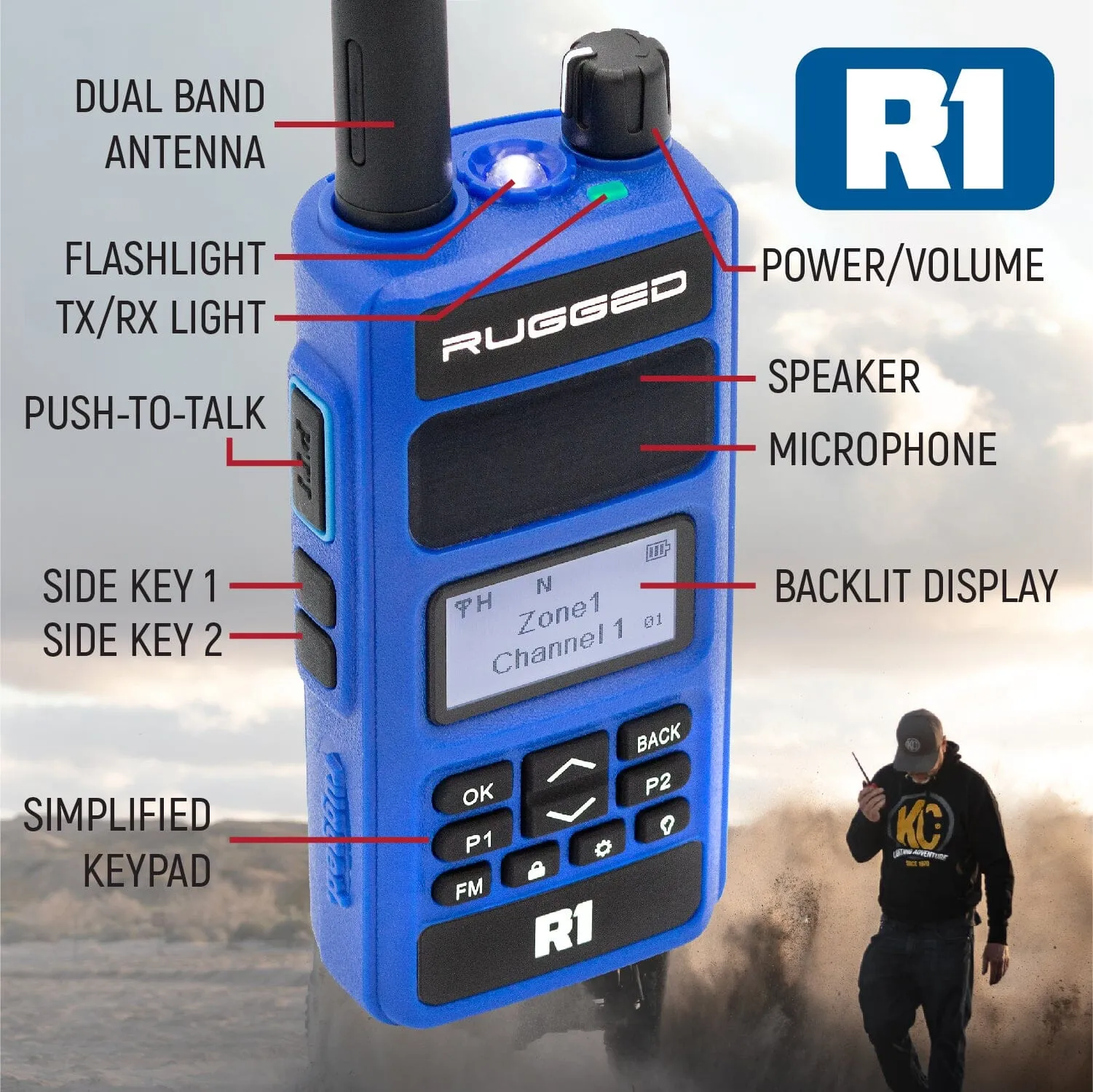 Bundle - Rugged R1 Business Band Handheld Radio with Hand Mic