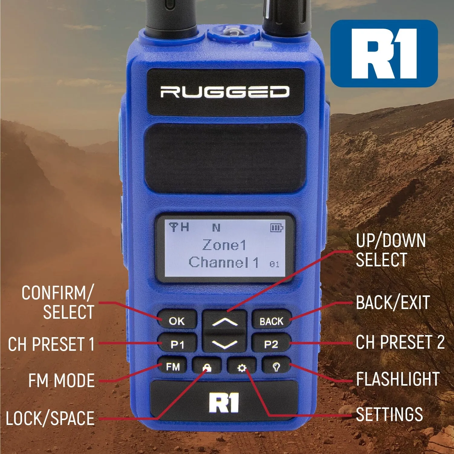 Bundle - Rugged R1 Business Band Handheld Radio with Hand Mic