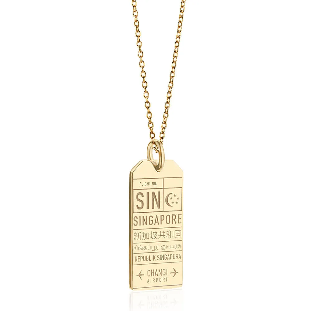 Changi Singapore SIN Luggage Tag Charm Gold