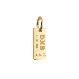 Dubai United Arab Emirates DXB Luggage Tag Charm Solid Gold Mini