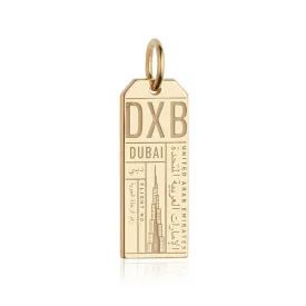 Dubai United Arab Emirates DXB Luggage Tag Charm Solid Gold