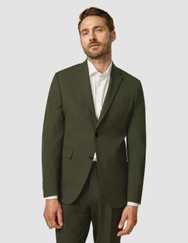 Essential Blazer Slim Moss Green Pinstripe