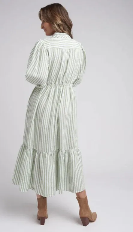 Frill linen Pistachio dress