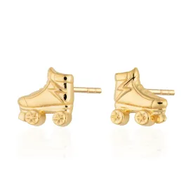 Gold Plated Roller Skate Stud Earrings