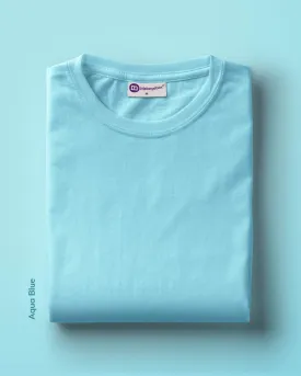 Half Sleeves Crew Neck: Aqua Blue