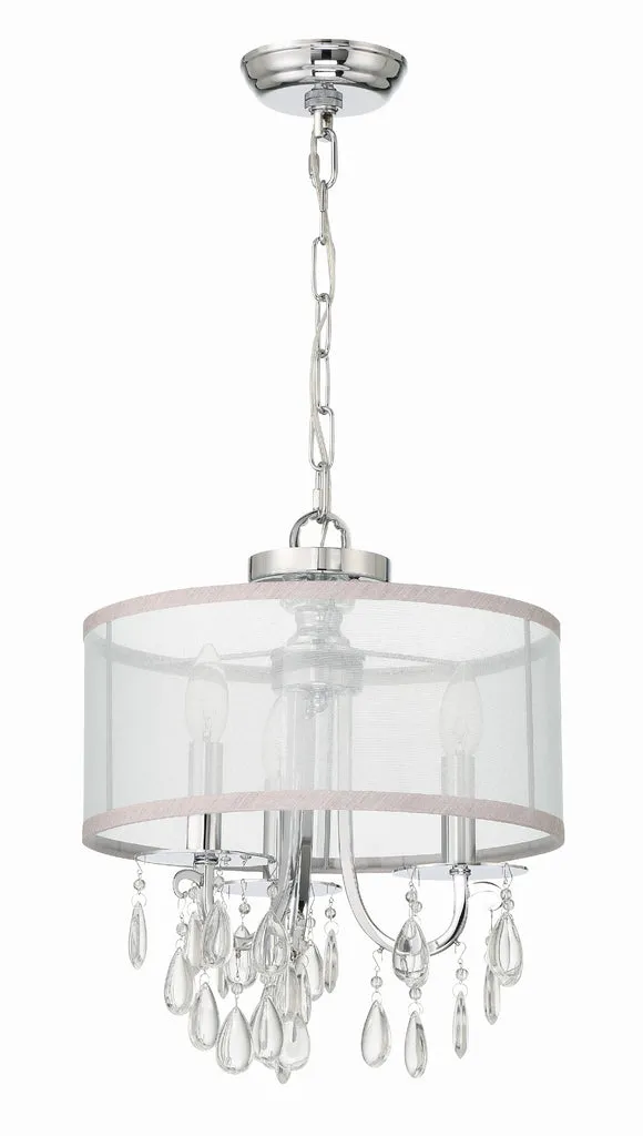 Hampton 3 Light Polished Chrome Clear Crystal Drum Shade Mini Chandelier