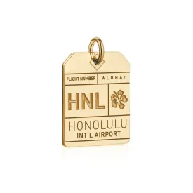 Honolulu Hawaii USA HNL Luggage Tag Charm Gold