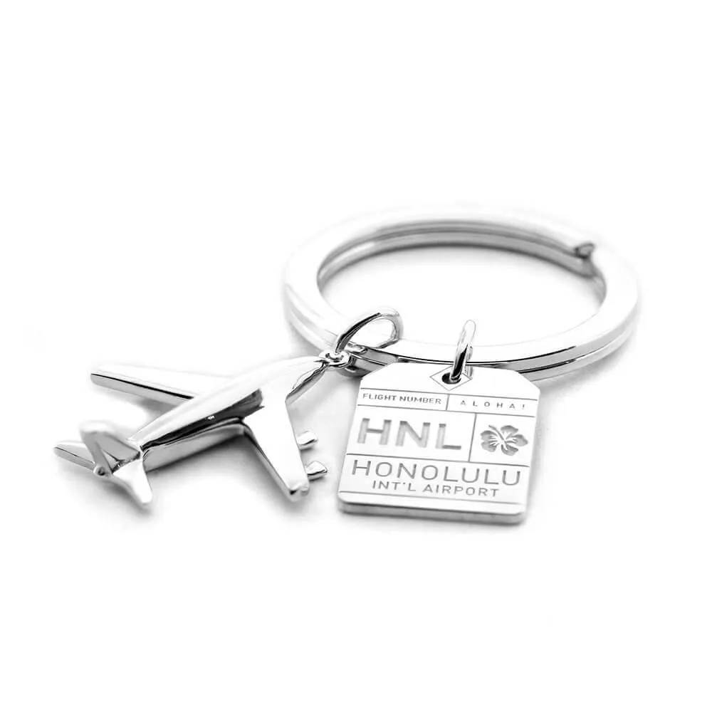 Honolulu Hawaii USA HNL Luggage Tag Charm Silver