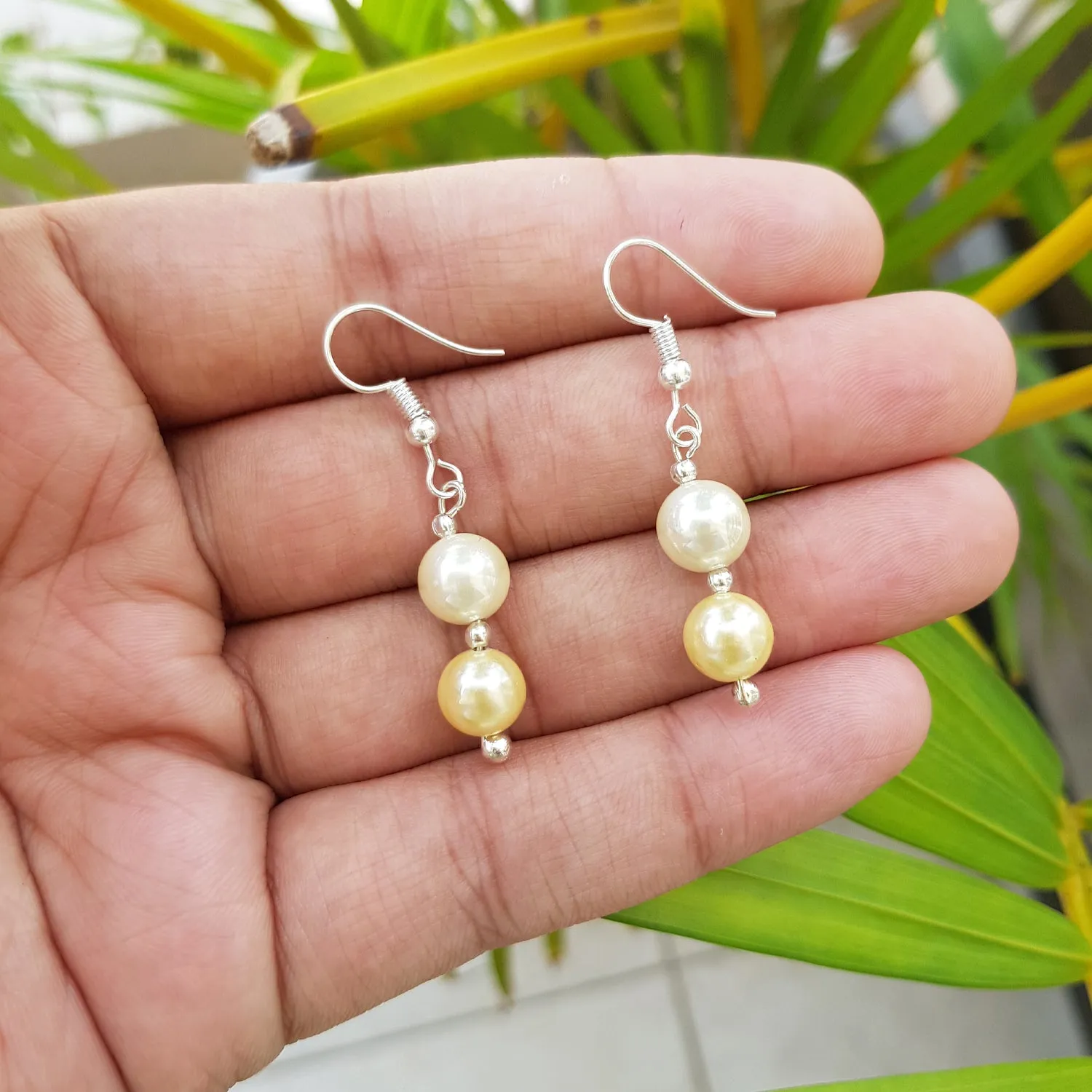 Imeora Dual Tone 8mm Shell Pearl Earrings