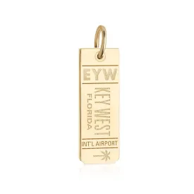 Key West Florida USA EYW Luggage Tag Charm Gold