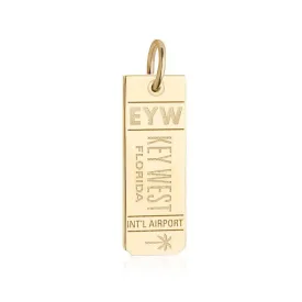 Key West Florida USA EYW Luggage Tag Charm Solid Gold