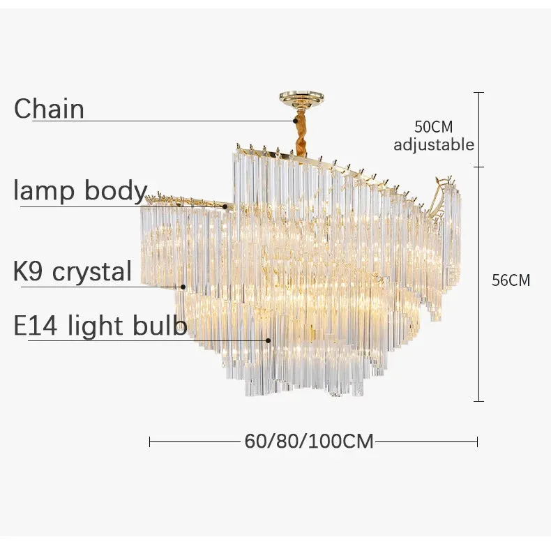 Kunlee Spiral Modern Luxury Crystal Pendant Chandelier