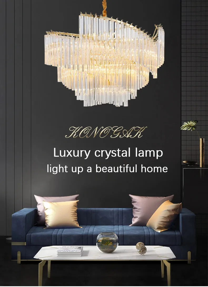 Kunlee Spiral Modern Luxury Crystal Pendant Chandelier