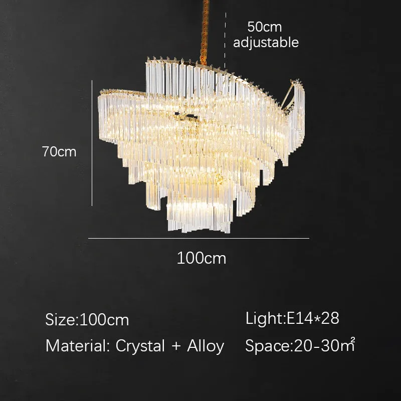 Kunlee Spiral Modern Luxury Crystal Pendant Chandelier