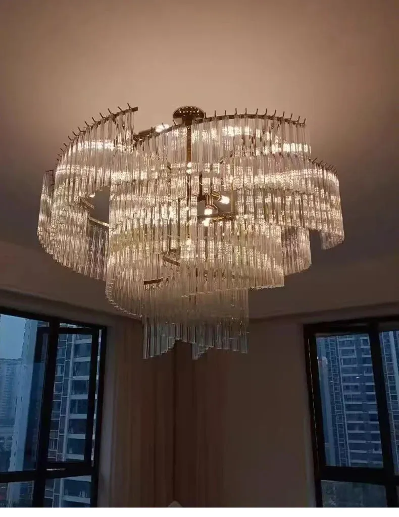 Kunlee Spiral Modern Luxury Crystal Pendant Chandelier