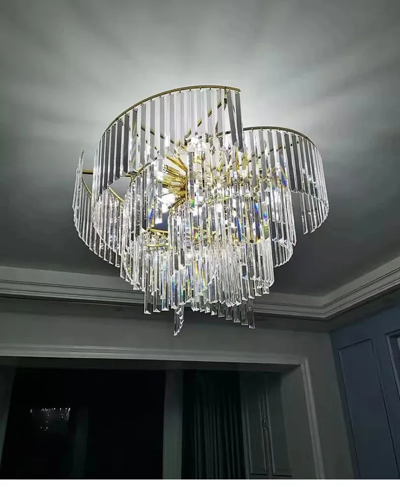 Kunlee Spiral Modern Luxury Crystal Pendant Chandelier