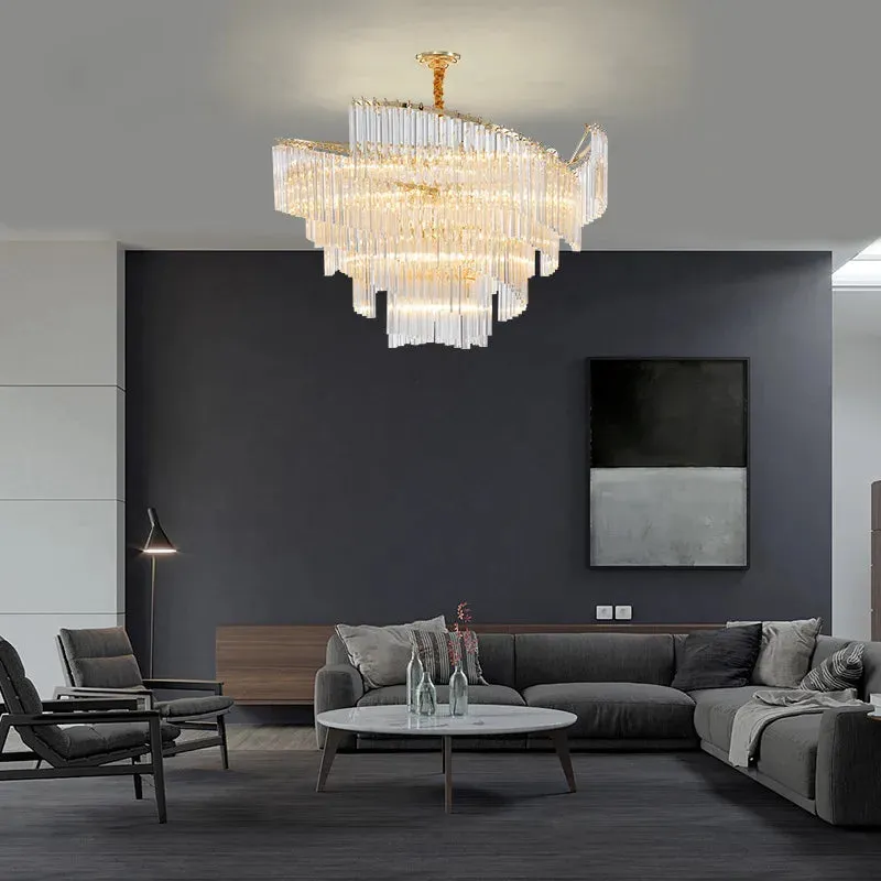 Kunlee Spiral Modern Luxury Crystal Pendant Chandelier