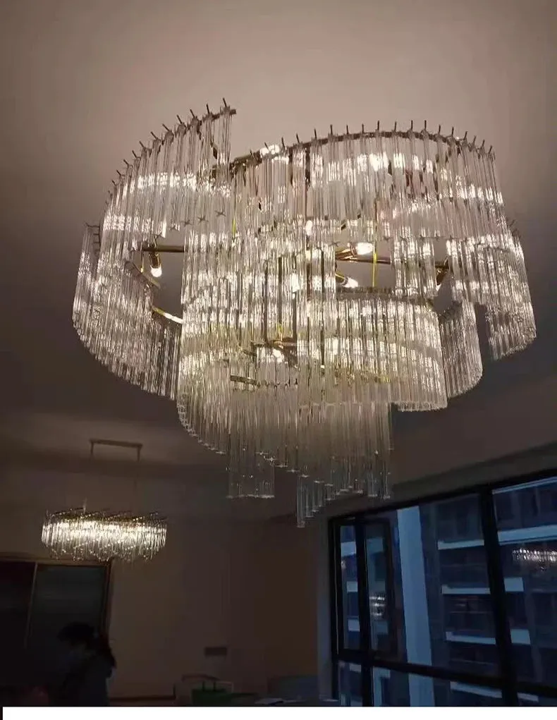 Kunlee Spiral Modern Luxury Crystal Pendant Chandelier