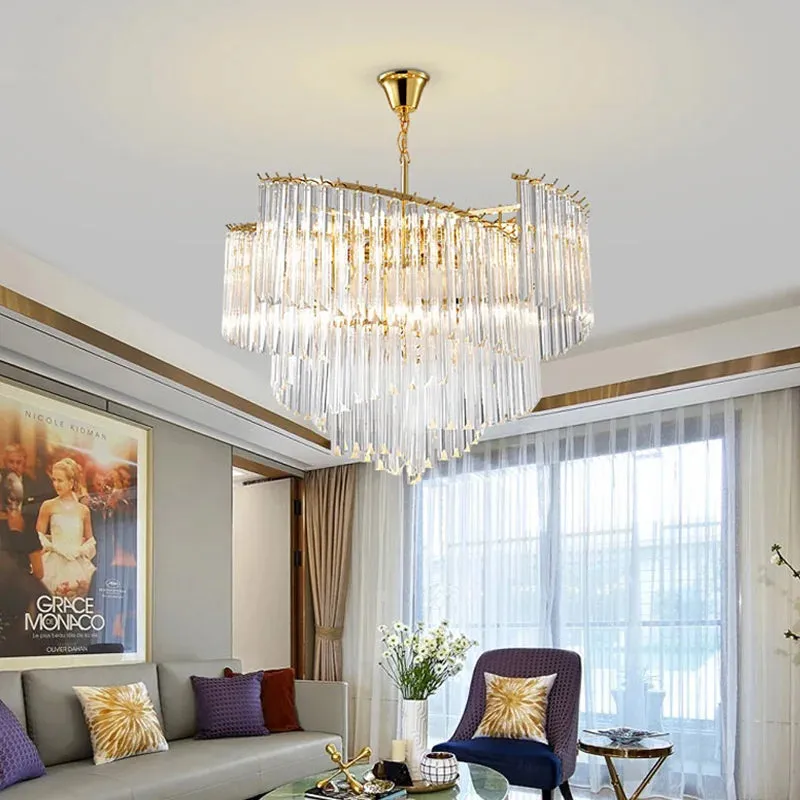 Kunlee Spiral Modern Luxury Crystal Pendant Chandelier