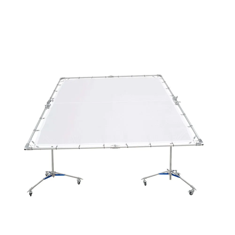 Large Overhead Fold Away 'Sun Scrim' Diffuser With Butterfly Frame & Wheel Stands (240cm x 240cm)