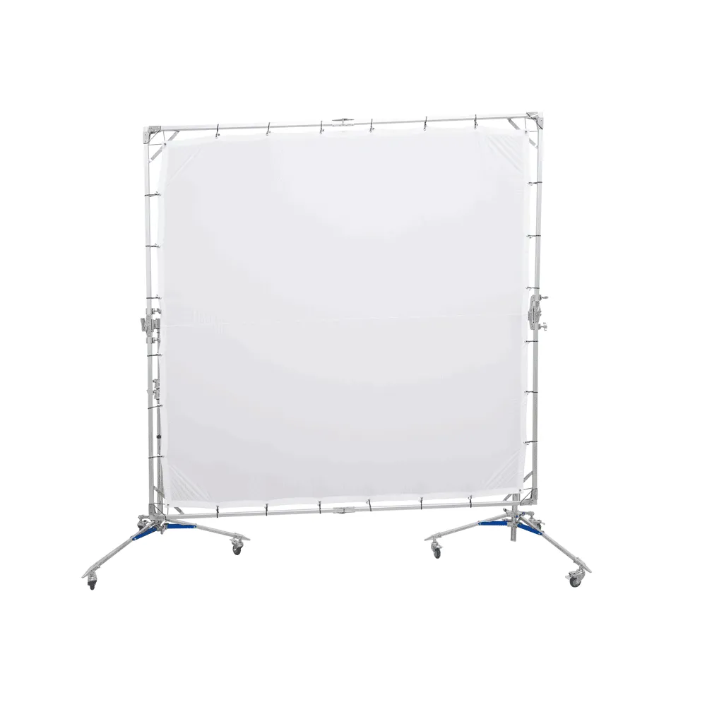 Large Overhead Fold Away 'Sun Scrim' Diffuser With Butterfly Frame & Wheel Stands (240cm x 240cm)