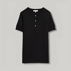 MERZ B SCHWANEN 207 SHORT SLEEVED HENLEY SHIRT -  DEEP BLACK