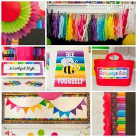 "Happy Rainbow" Classroom Decor Bundle | UPRINT | Printable Classroom Decor | Teacher Classroom Decor | Schoolgirl Style