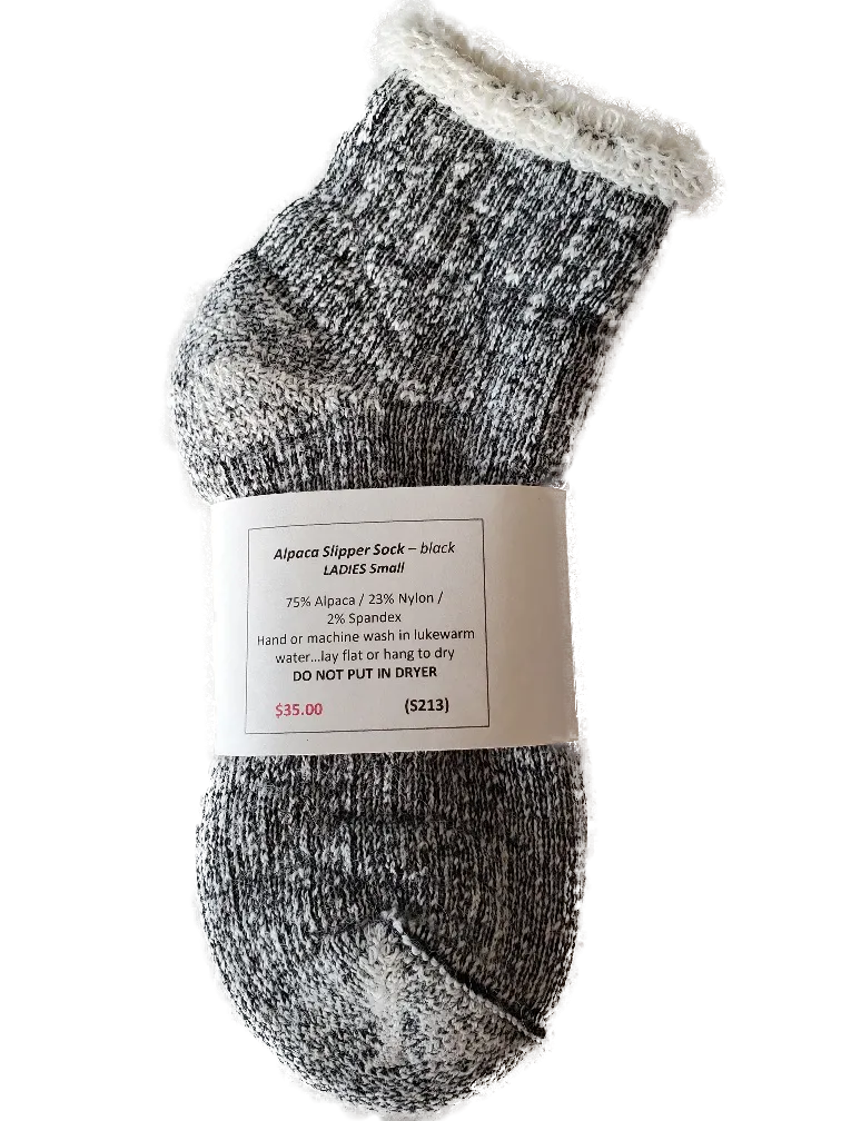 S213 Alpaca Slipper Sock Natural Ladies Small